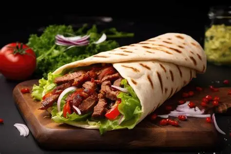 Kebab meat with chips