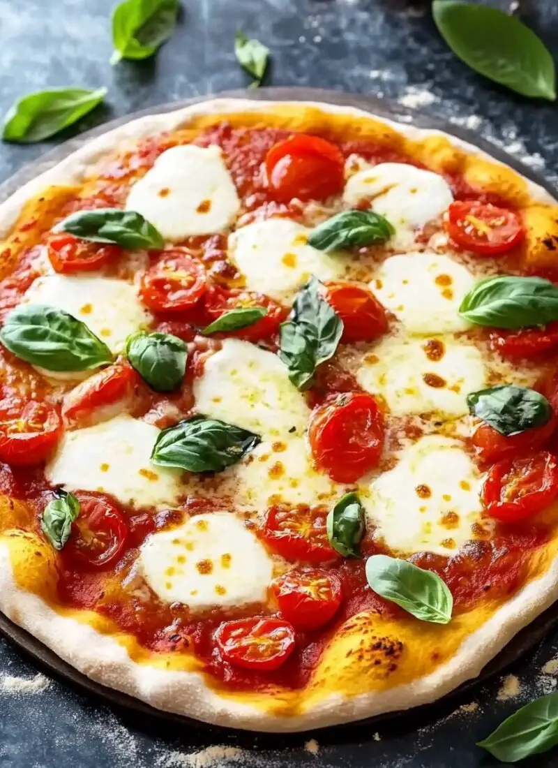 Margherita pizza with cheese and tomato